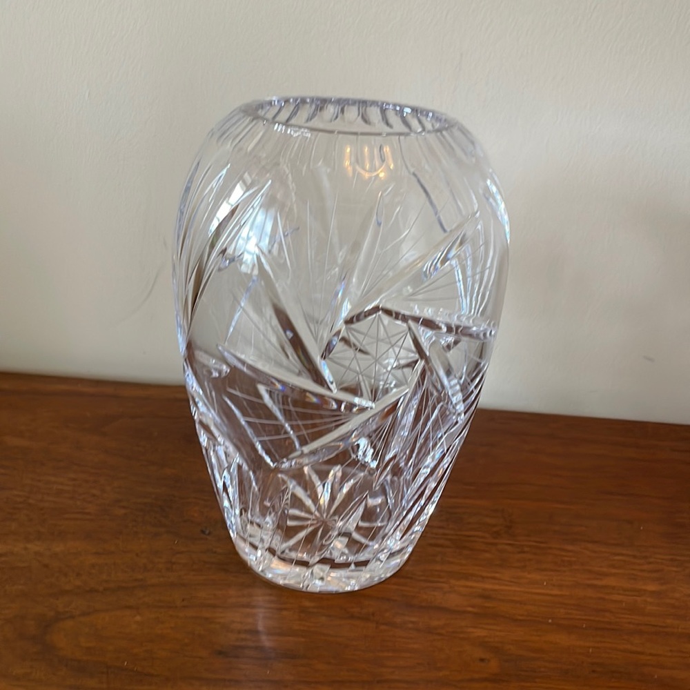 Czech 24% Cut Crystal Vase